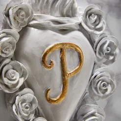 MISS WITH INITIAL WHITE CERAMIC HEART