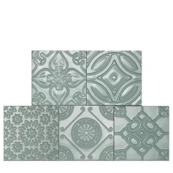 Mix Opale Sage-Green Set of 24 Square Tiles