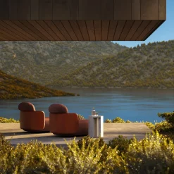 Mochi Brown Leather & Fabric Chaise Longue by Studiopepe