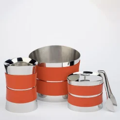 Modigliani Insulated Spritz Orange Ice Bucket with Ice Tongs