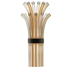 Modigliani 2-light Fumè and Crystal Clear Murano Glass Applique