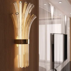 Modigliani 2-light Fumè and Crystal Clear Murano Glass Applique