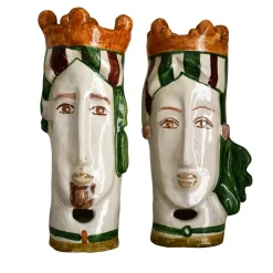 Modigliani Set of 2 Modern Polychrome Moor's Heads