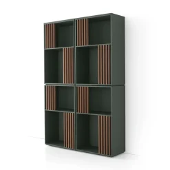 Mondrian Amazzonia Green Bookcase with Ash Wood Accents