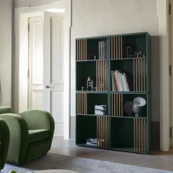 Mondrian Amazzonia Green Bookcase with Ash Wood Accents