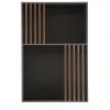 Mondrian Volcano Gray Bookcase with Solid Wood Walnut-Stained Accents