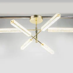 Monolite 6-Light Onyx & Brass Chandelier
