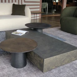 Monolite Medium Rectangular Coffee Table In Bronze Spatulated Resin