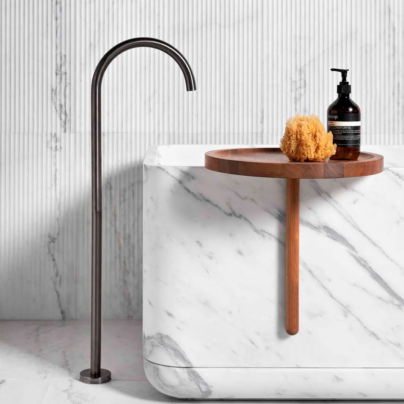 Monolithos Rectangular White Marble Bathtub