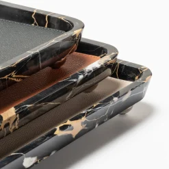 Monza Leather & Marble Rectangular Medium Valet Trays #4