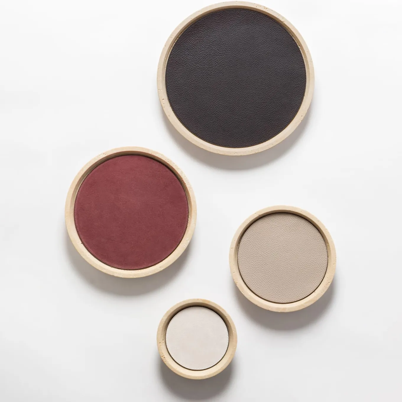 Monza Leather & Marble Round Mini Valet Trays #5