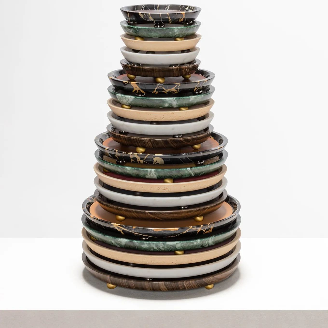 Monza Leather & Marble Round Mini Valet Trays #5