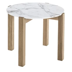 Moon 2 Round White Marble Side Table