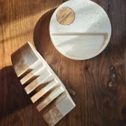 Moon Aperitif Tray in Roman Travertine