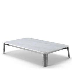 Moonlight Carrara Marble & Aluminum Outdoor Coffee Table