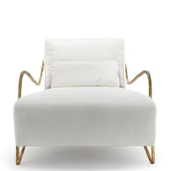 Moonlight White and Gold Low Armchair