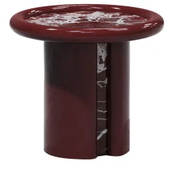Moonrise Rosso Levanto marble & bordeaux glossy wood Side Table by Artefatto Design Studio