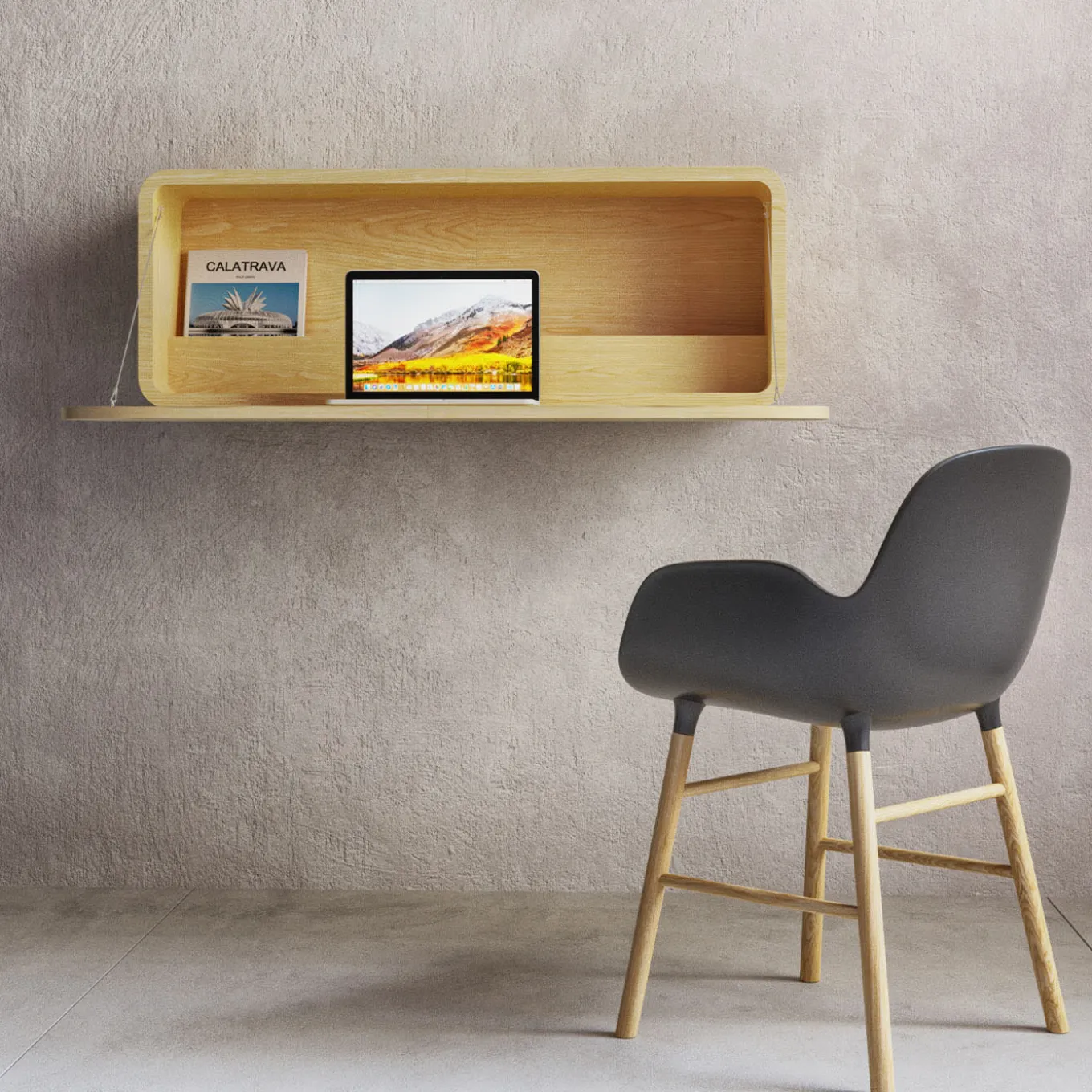 Multiessenza Wall-Suspended Desk by Gabriele E. M. D'Angelo