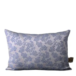 Murcia Rectangular Floral Silvery & Blue Jacquard Cushion