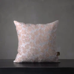 Murcia Square Floral Silvery & Brown Jacquard Cushion