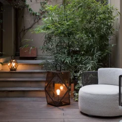 Muse Rechargeable Medium Bronzed Outdoor Lantern by Tristan Auer