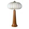Mushroom Beech Wood And White Fabric Table Lamp