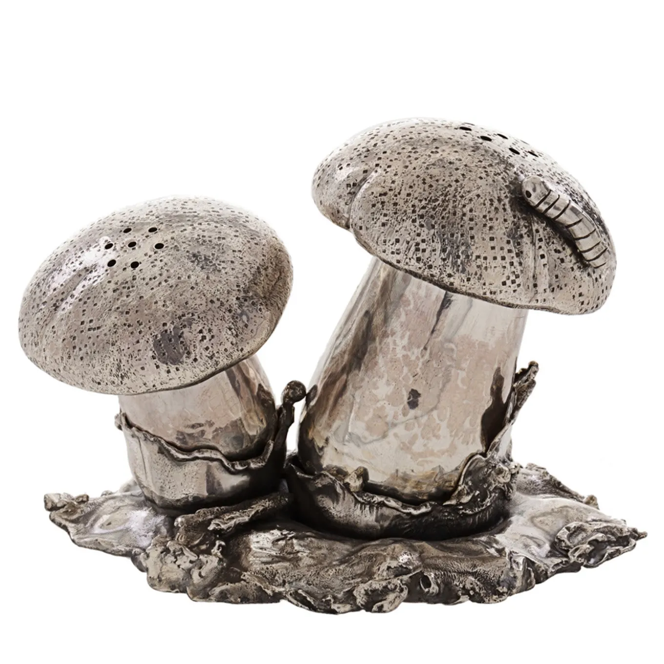 Mushroom Sterling Silver Salt and Pepper Cellar
