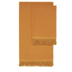 Mustard Towel Set with Long Fringe