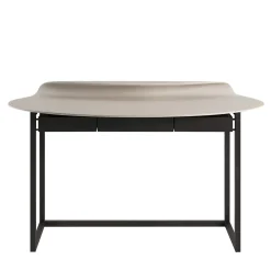 Nakamura Soul White And Black Matte Metal Desk With Drawers