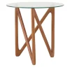 Nanto Round Wood Outdoor Side table with Glass Top