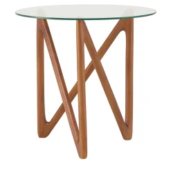 Nanto Round Wood Outdoor Side table with Glass Top