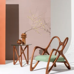 Nanto Round Wood Outdoor Side table with Glass Top