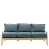 Natalie 3-Seater Teal Rattan Sofa
