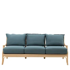 Natalie 3-Seater Teal Rattan Sofa
