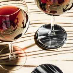 Natural White Black Horn Coasters 6 pcs