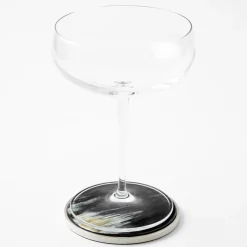 Natural White Black Horn Coasters 6 pcs