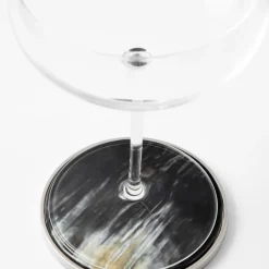 Natural White Black Horn Coasters 6 pcs