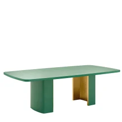 Nature Rectangular Green & Golden Wooden Dining Table