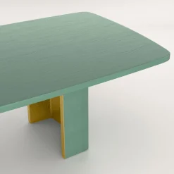 Nature Rectangular Green & Golden Wooden Dining Table