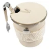 Nautical-Inspired White Steel Ice Bucket With Tongs