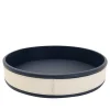 Navy Round Leather Tray