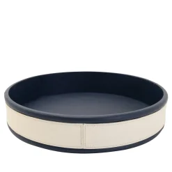 Navy Round Leather Tray