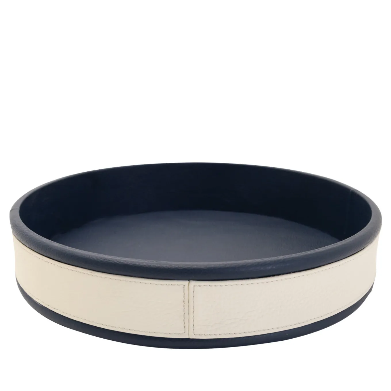 Navy Round Leather Tray