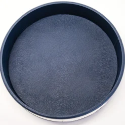Navy Round Leather Tray