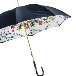 Navy Umbrella with Flowers