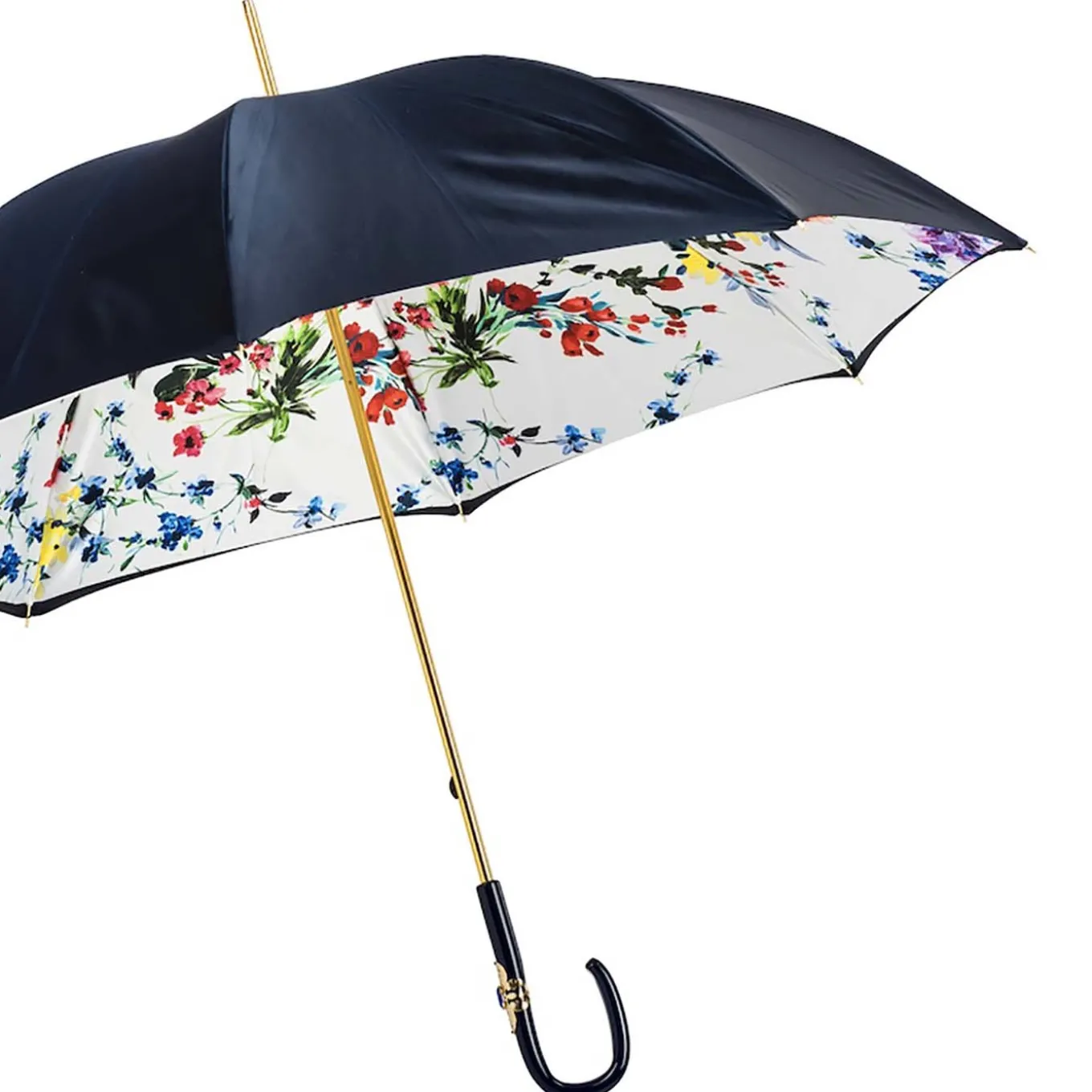 Navy Umbrella with Flowers