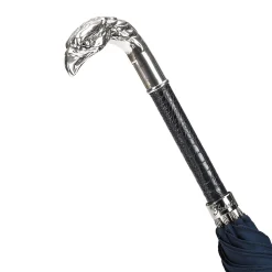 Navy Umbrella with Silver Eagle Handle