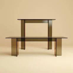 Naz Bronze Finish Glass Console