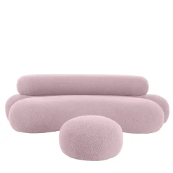 Nefelibata Composition 4.1 Sofa with Pink Bouclé Pouf