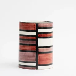 Nemesi Cylindrical Striped Rust Vase